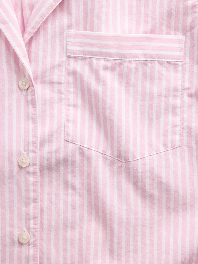 Överdimensionerad, kort pyjamas-skjorta i poplin