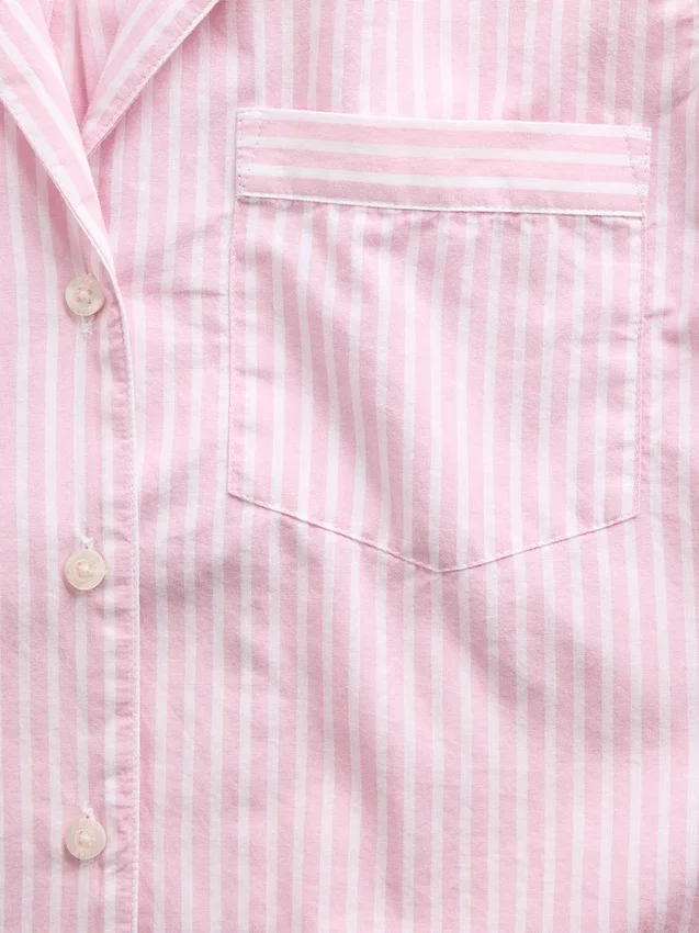 Överdimensionerad, kort pyjamas-skjorta i poplin