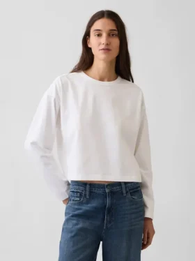 Överdimensionerad, kort T-shirt i stickat