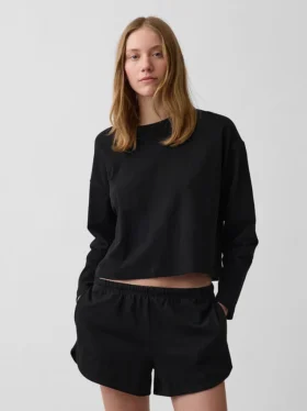 Överdimensionerad, kort T-shirt i stickat