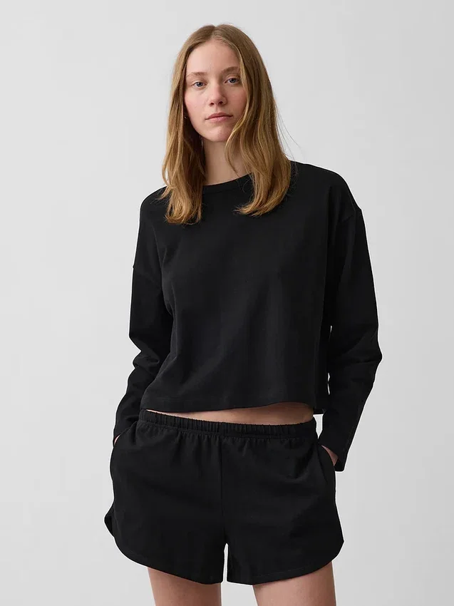 Överdimensionerad, kort T-shirt i stickat