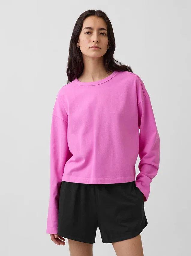 Överdimensionerad, kort T-shirt i stickat