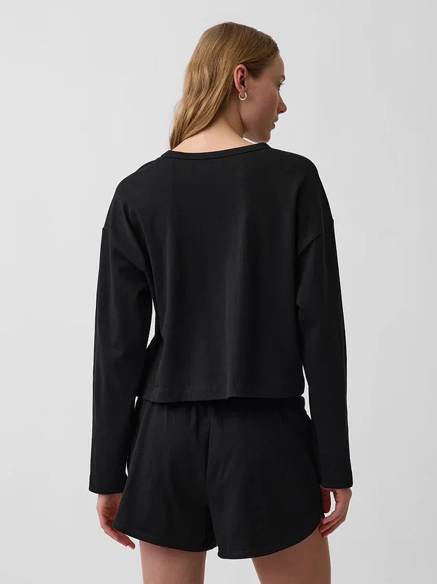 Överdimensionerad, kort T-shirt i stickat