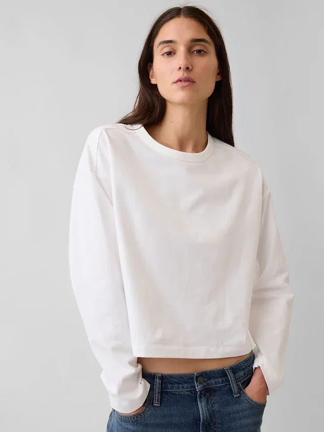 Överdimensionerad, kort T-shirt i stickat