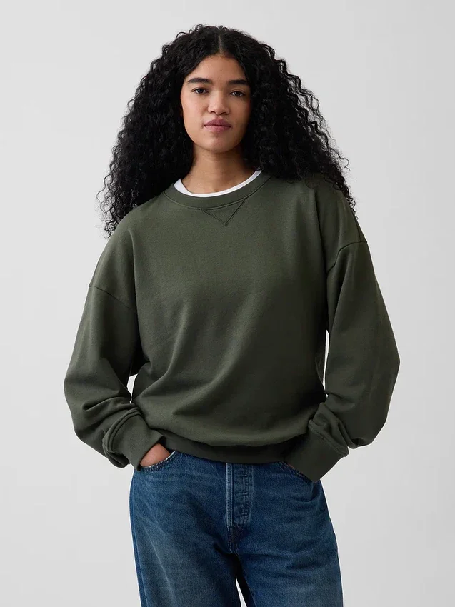 Överdimensionerad sweatshirt i tjock fransk frotté för vuxna