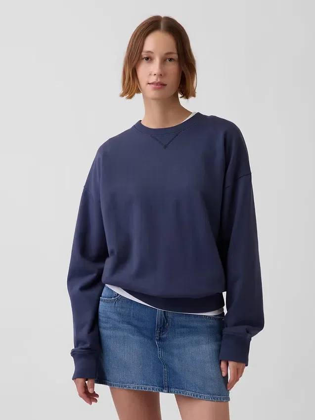 Överdimensionerad sweatshirt i tjock fransk frotté för vuxna