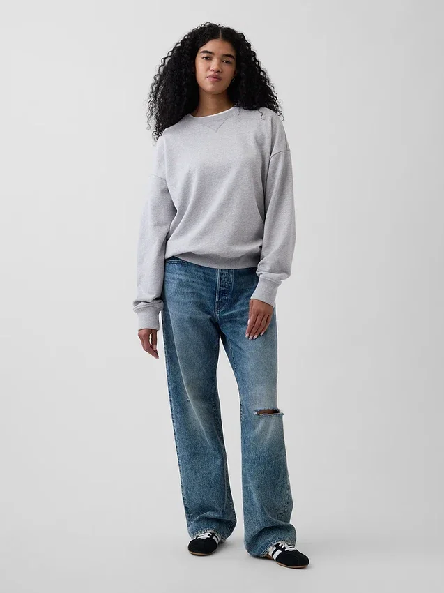 Överdimensionerad sweatshirt i tjock fransk frotté för vuxna