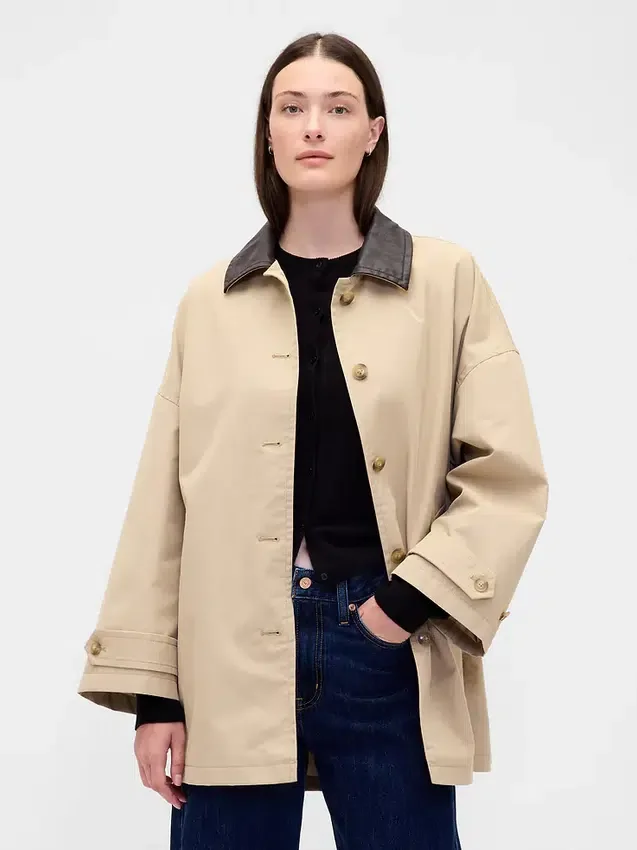 Överdimensionerad trenchcoat i twill