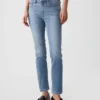 Vintage-jeans med medelhög midja, smal passform och slits i nederkanten