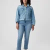 Vintage-jeans med medelhög midja, smal passform och slits i nederkanten