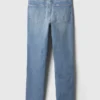 Vintage-jeans med medelhög midja, smal passform och slits i nederkanten