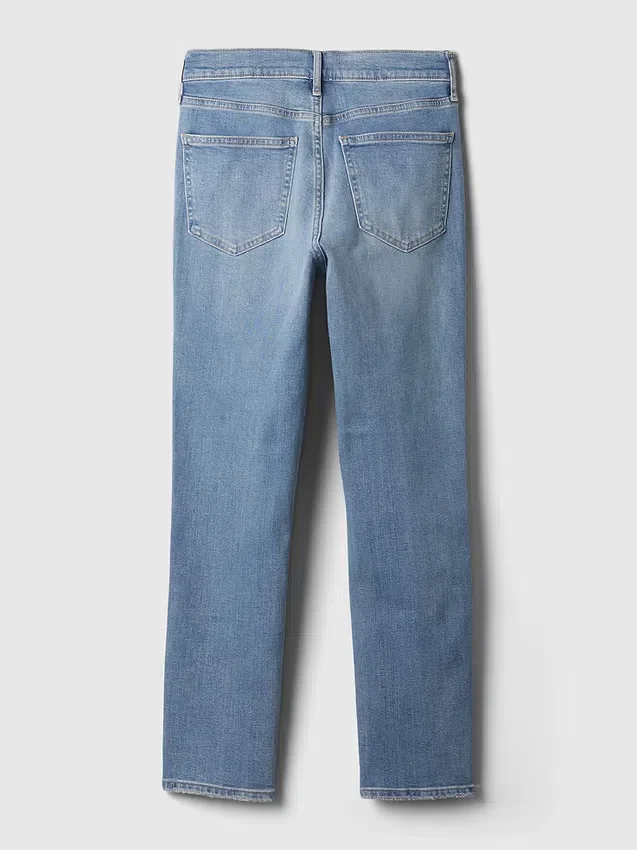 Vintage-jeans med medelhög midja, smal passform och slits i nederkanten