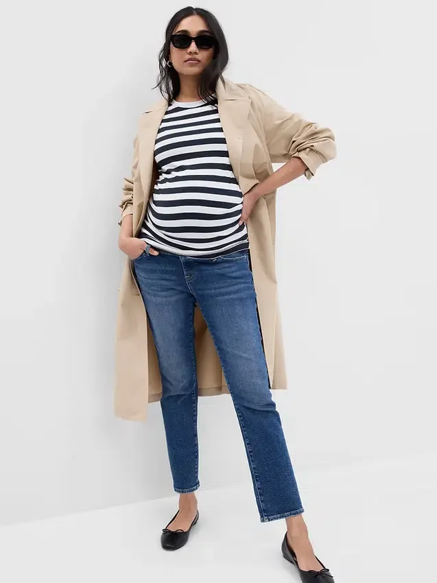Vintage-slimjeans för mammakläder med hel panel