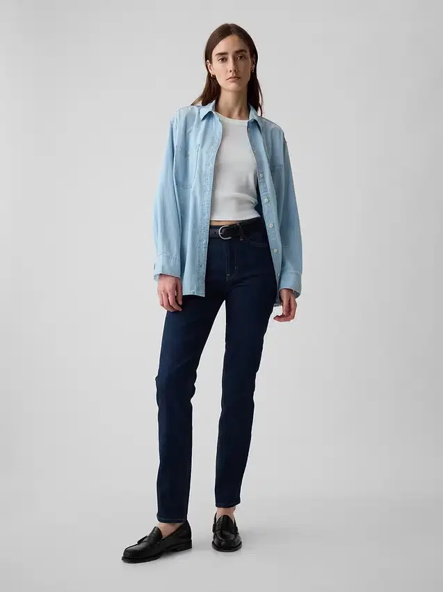 Vintage-slimjeans med medelhög midja