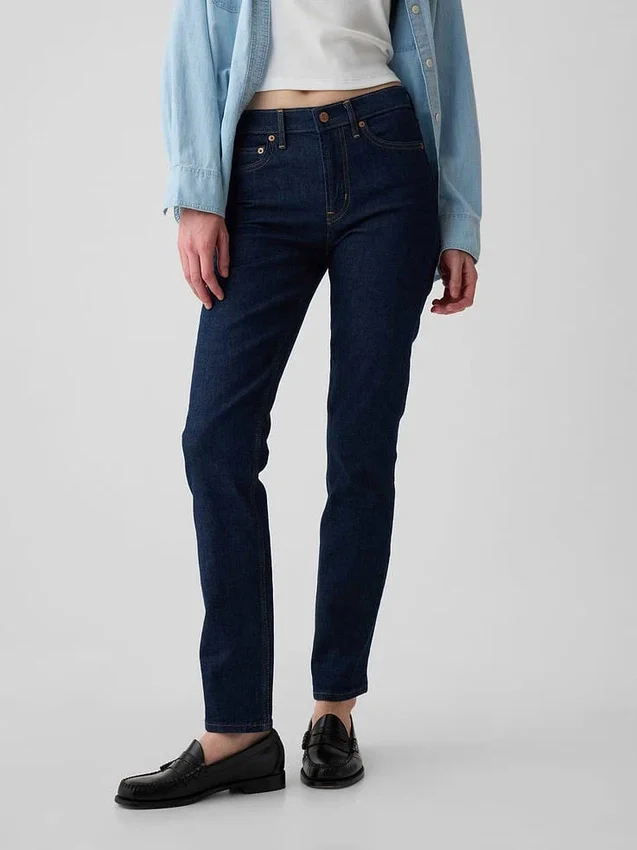 Vintage-slimjeans med medelhög midja