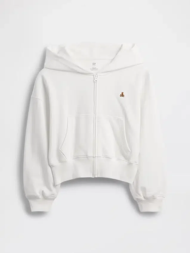 Vintagesoft-frotté-hoodie med dragkedja och kilformad passform för barn