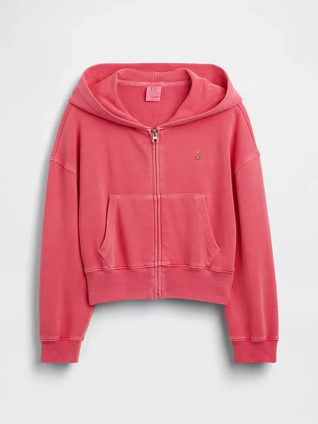 Vintagesoft-frotté-hoodie med dragkedja och kilformad passform för barn