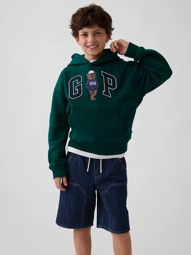 Vintagesoft-hoodie för barn med Brannan Bear-logotyp