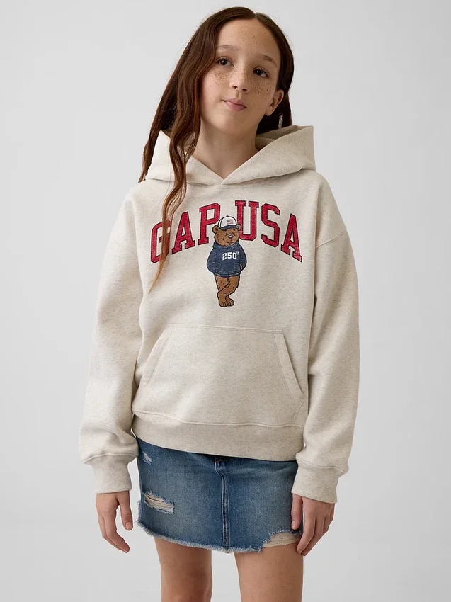 Vintagesoft-hoodie för barn med Brannan Bear-logotyp