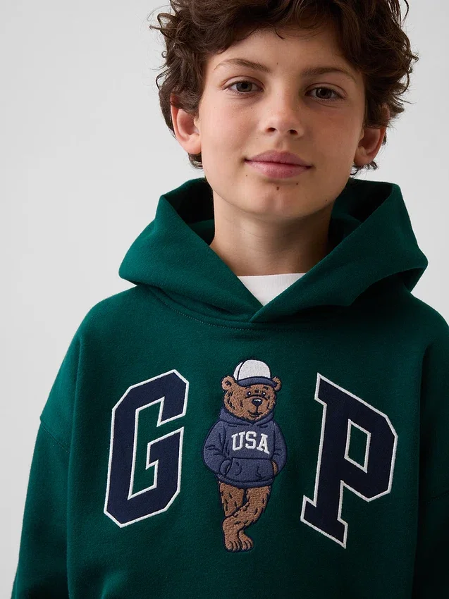 Vintagesoft-hoodie för barn med Brannan Bear-logotyp