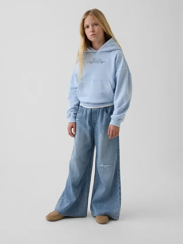 Vintagesoft-hoodie i avslappnad passform för barn