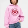 Vintagesoft-hoodie i barnstorlek med överdimensionerat hjärtmärke