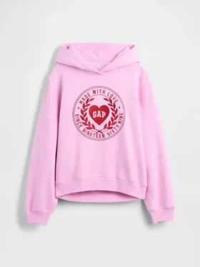 Vintagesoft-hoodie i barnstorlek med överdimensionerat hjärtmärke
