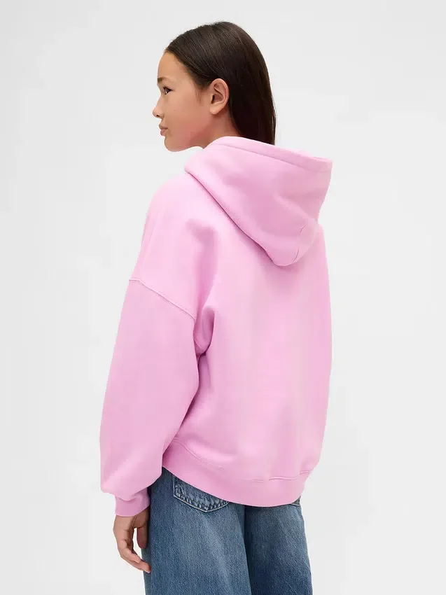 Vintagesoft-hoodie i barnstorlek med överdimensionerat hjärtmärke