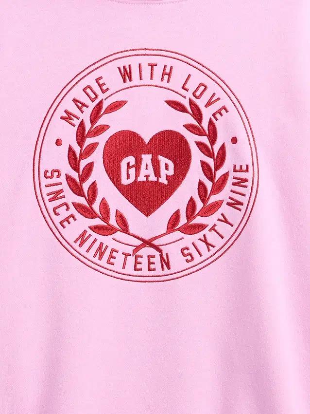 Vintagesoft-hoodie i barnstorlek med överdimensionerat hjärtmärke