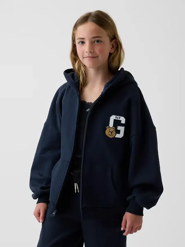 Vintagesoft-hoodie i oversize-modell med dragkedja för barn