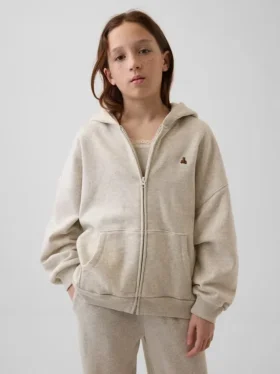 Vintagesoft-hoodie i oversize-modell med dragkedja för barn