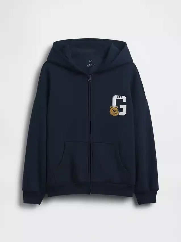 Vintagesoft-hoodie i oversize-modell med dragkedja för barn