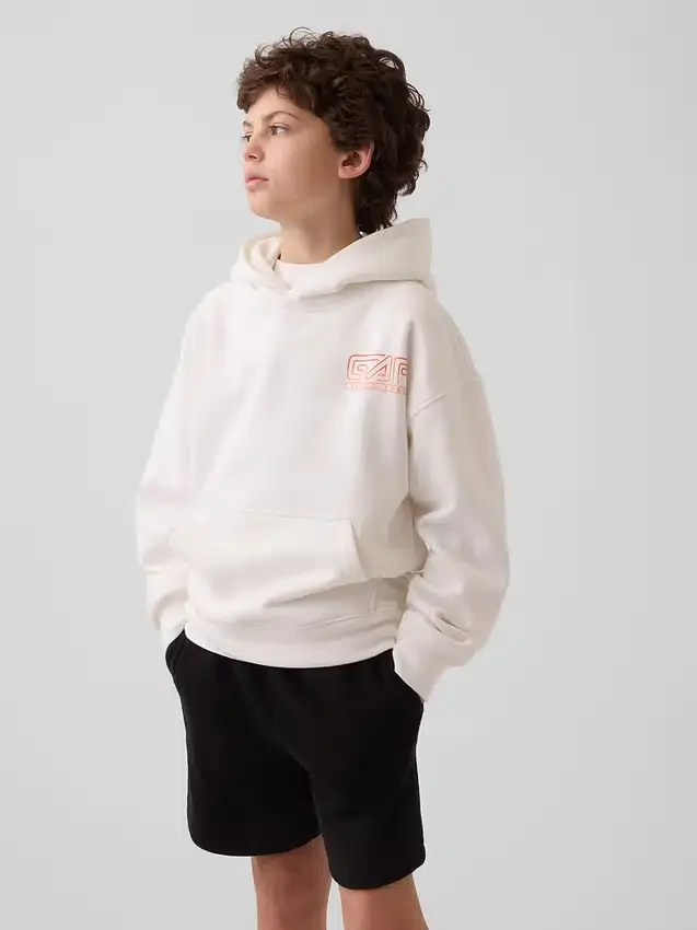 Vintagesoft-hoodie med avslappnad passform och tryck för barn