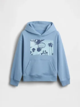 Vintagesoft-hoodie med avslappnad passform och tryck för barn