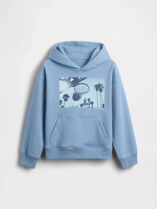 Vintagesoft-hoodie med avslappnad passform och tryck för barn