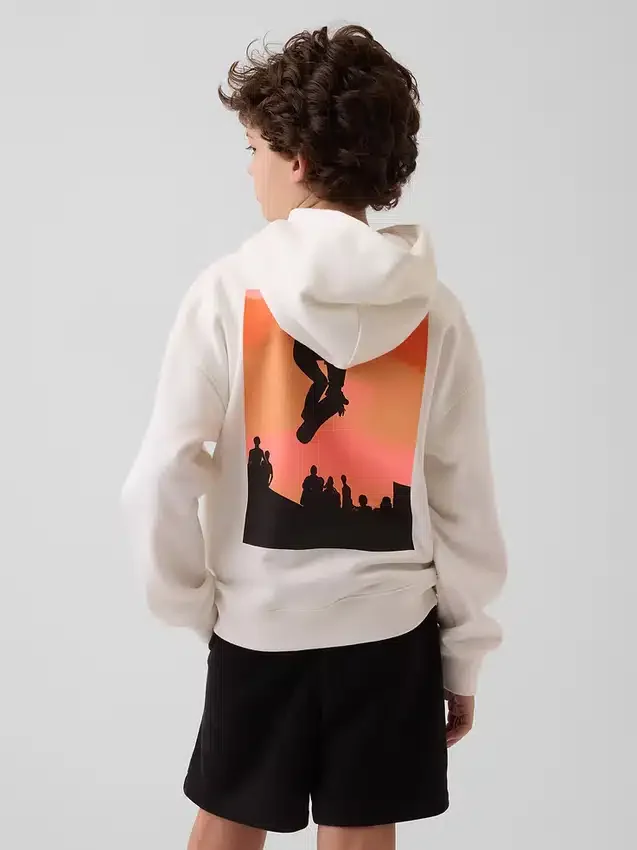 Vintagesoft-hoodie med avslappnad passform och tryck för barn