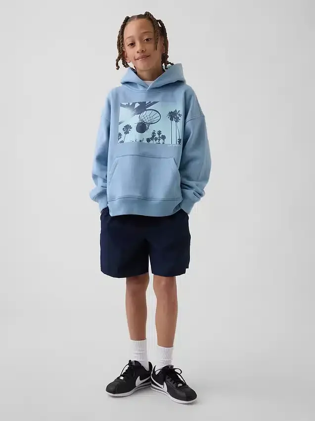 Vintagesoft-hoodie med avslappnad passform och tryck för barn