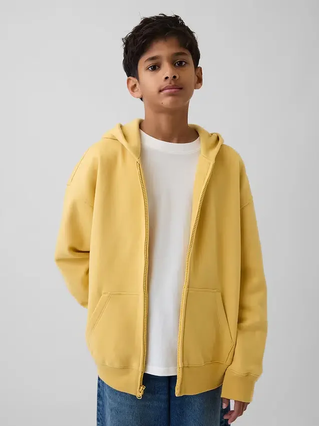 Vintagesoft-hoodie med dragkedja för barn