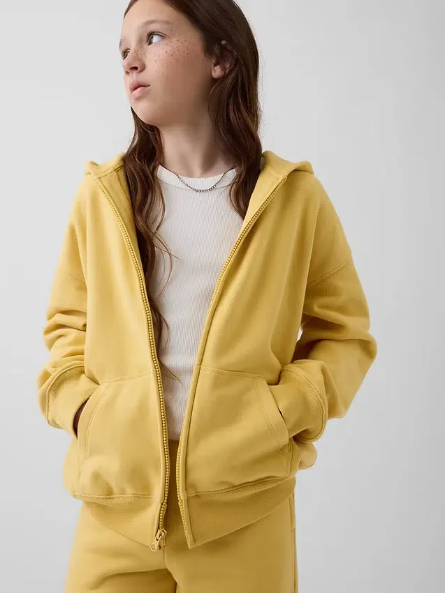 Vintagesoft-hoodie med dragkedja för barn