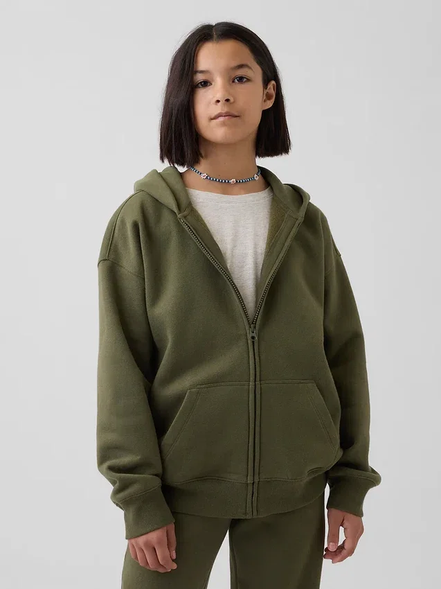 Vintagesoft-hoodie med dragkedja för barn
