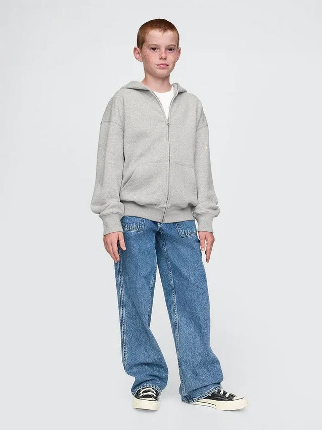Vintagesoft-hoodie med dragkedja för barn