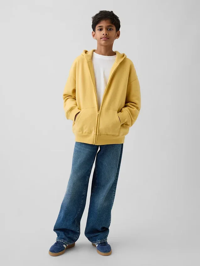 Vintagesoft-hoodie med dragkedja för barn
