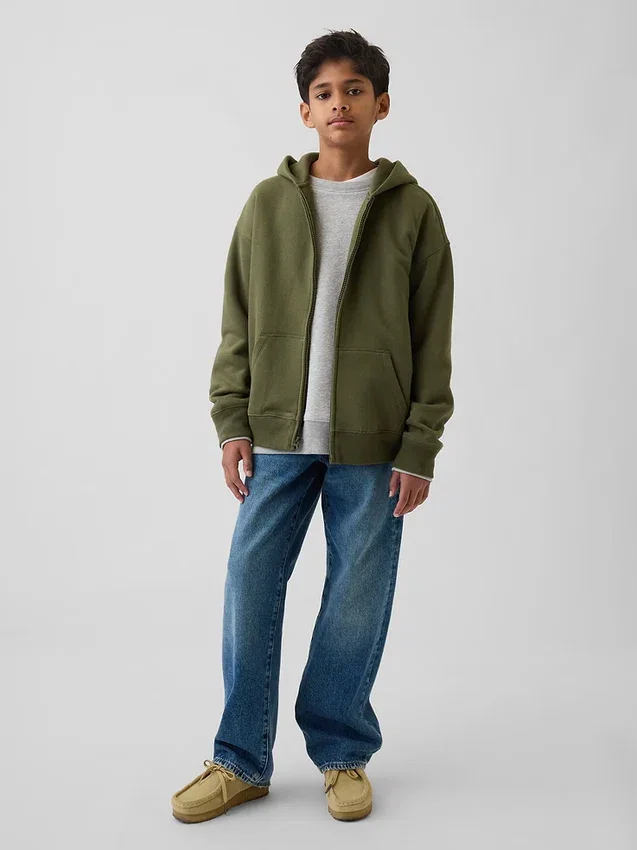 Vintagesoft-hoodie med dragkedja för barn