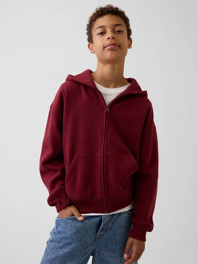 Vintagesoft-hoodie med dragkedja i avslappnad passform för barn