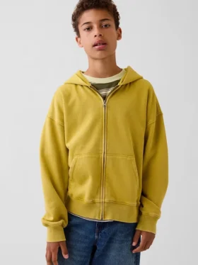 Vintagesoft-hoodie med dragkedja i avslappnad passform för barn