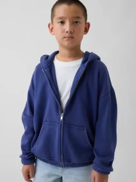 Vintagesoft-hoodie med dragkedja i avslappnad passform för barn