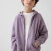Vintagesoft-hoodie med dragkedja i avslappnad passform för barn