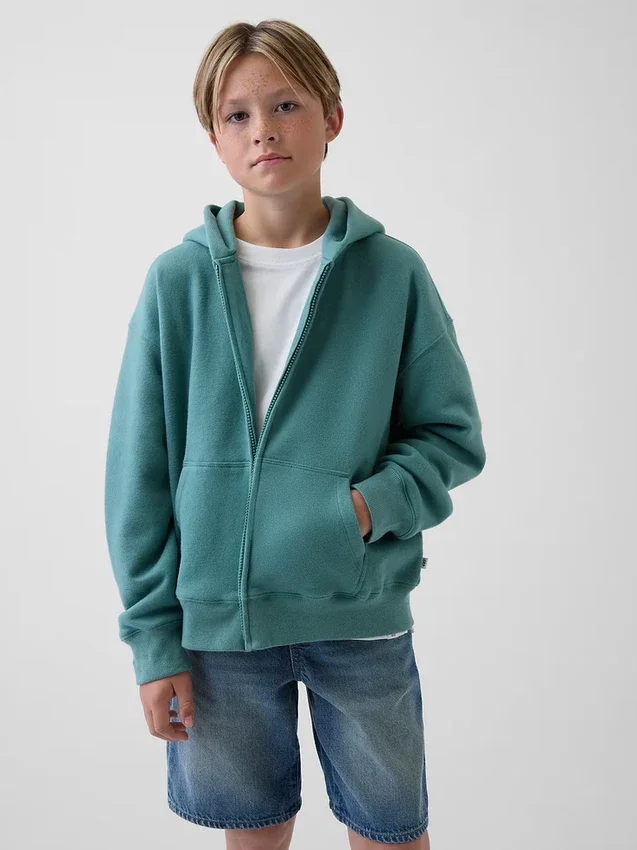 Vintagesoft-hoodie med dragkedja i avslappnad passform för barn