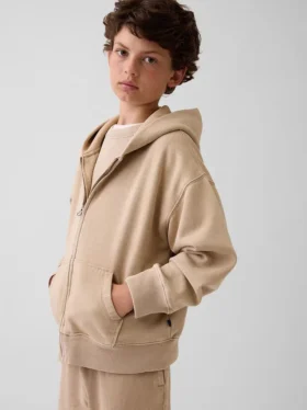Vintagesoft-hoodie med dragkedja i avslappnad passform för barn