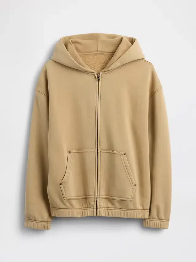 Vintagesoft-hoodie med dragkedja i avslappnad passform för barn